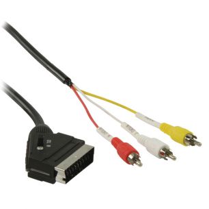 SCART - RCA cable 2m switcable SCART male - 3x RCA male black